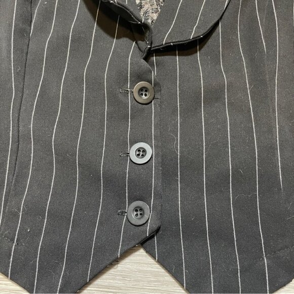 Seductions Black White Lace Back Vest Large Fitted Crop - Picture 7 of 7